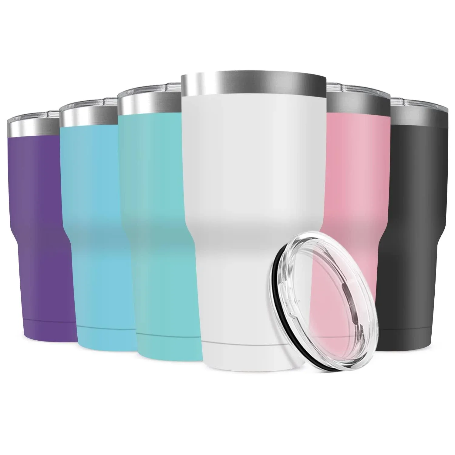 30oz Stainless Steel Travel Mug with Lid, 6 Pack Double Wall Vacuum Insulated...