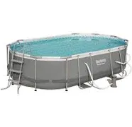 Bestway 18' x 9' x 48 inch Oval Above Ground Outdoor Swimming Pool Set