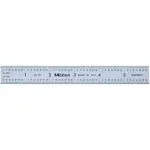 Mitutoyo 182-105, Steel Rule, 6" X 150mm, (1/32, 1/64", 1mm, 1/2mm), 3/64" Thick X 3/4" Wide, Satin Chrome Finish Tempered Stainless Steel