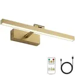 Joosenhouse Battery Operated Picture Light Wireless Gallery Light with Remote Control Rechargeable Wall Lights Brass 15.35" Dimmable and Timed Off