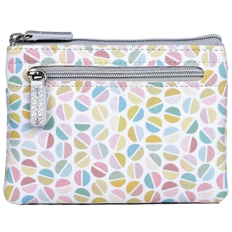 Julia Buxton Split Polka Dot Print Faux Leather Large ID Coin Case, Split Polka Dot Silver