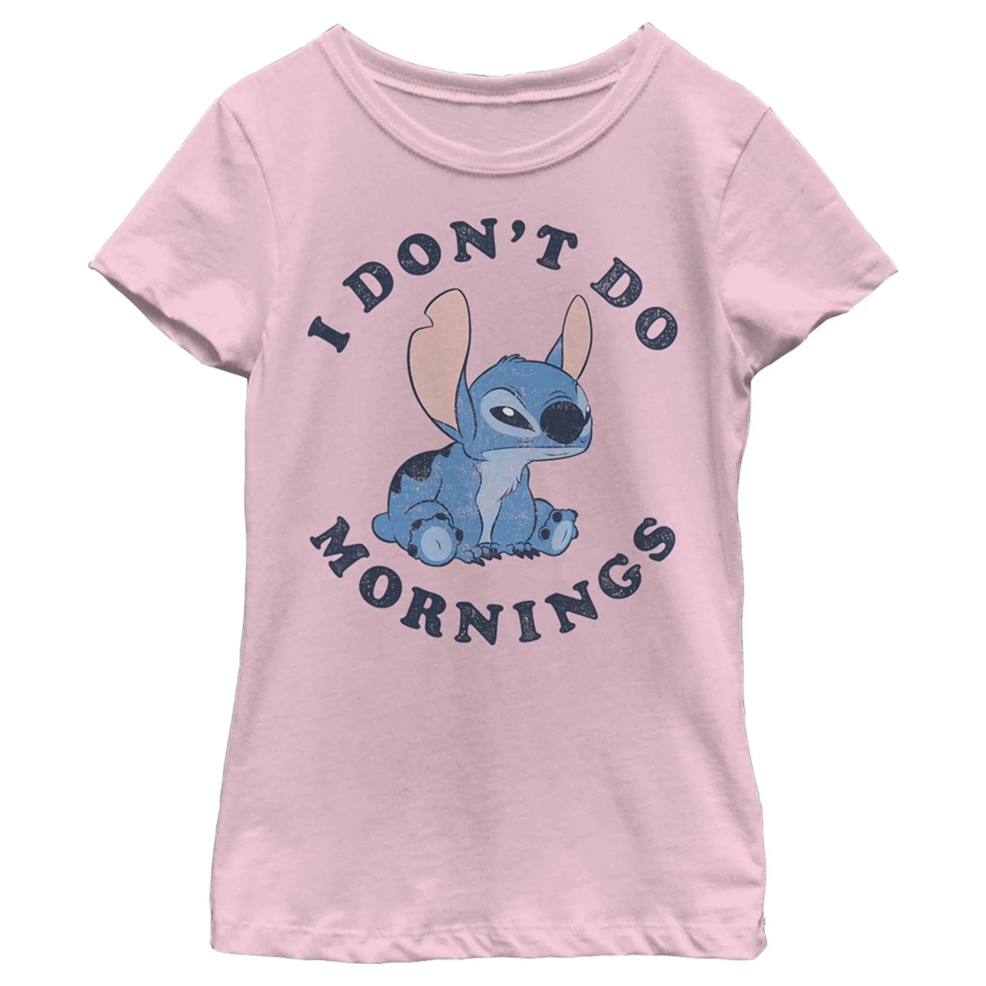 Disney Girl's Lilo Stitch Mornings Solid Crew Tee