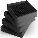 CasterMaster 2x2 Black Square Rubber Furniture Caster Cups with Anti-Sliding Floor Grip (Set of 4)