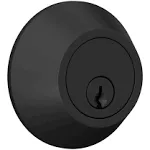 Lock Scout Deadbolt with Round Trim, Keyed 1 Side, Matte Black Finish