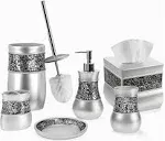 Brushed Nickle 6 Piece Bathroom Accessories Set Silver 