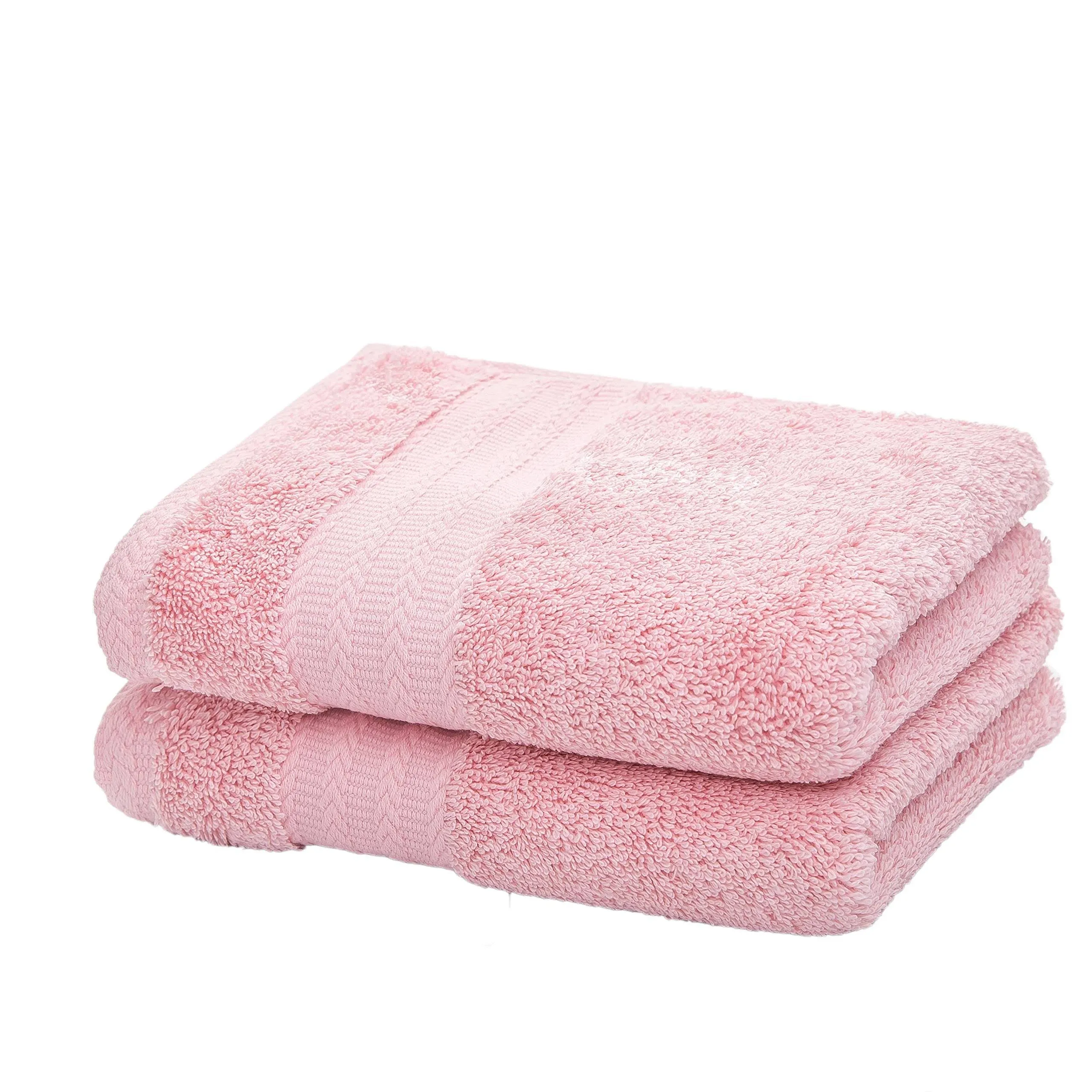 Leisofter Ultra Thick & Soft Cotton Hand Towels ( Pink, 2-Pack, 14" x 29") - Multipurpose Hand Towels for Bath, Hand, Face, Gym and Spa