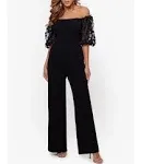 Xscape Womens Applique Off-The-Shoulder Jumpsuit