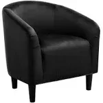 Black Accent Barrel Chair Rounded Comfortable Velvet Wood legs Living/Bed Room