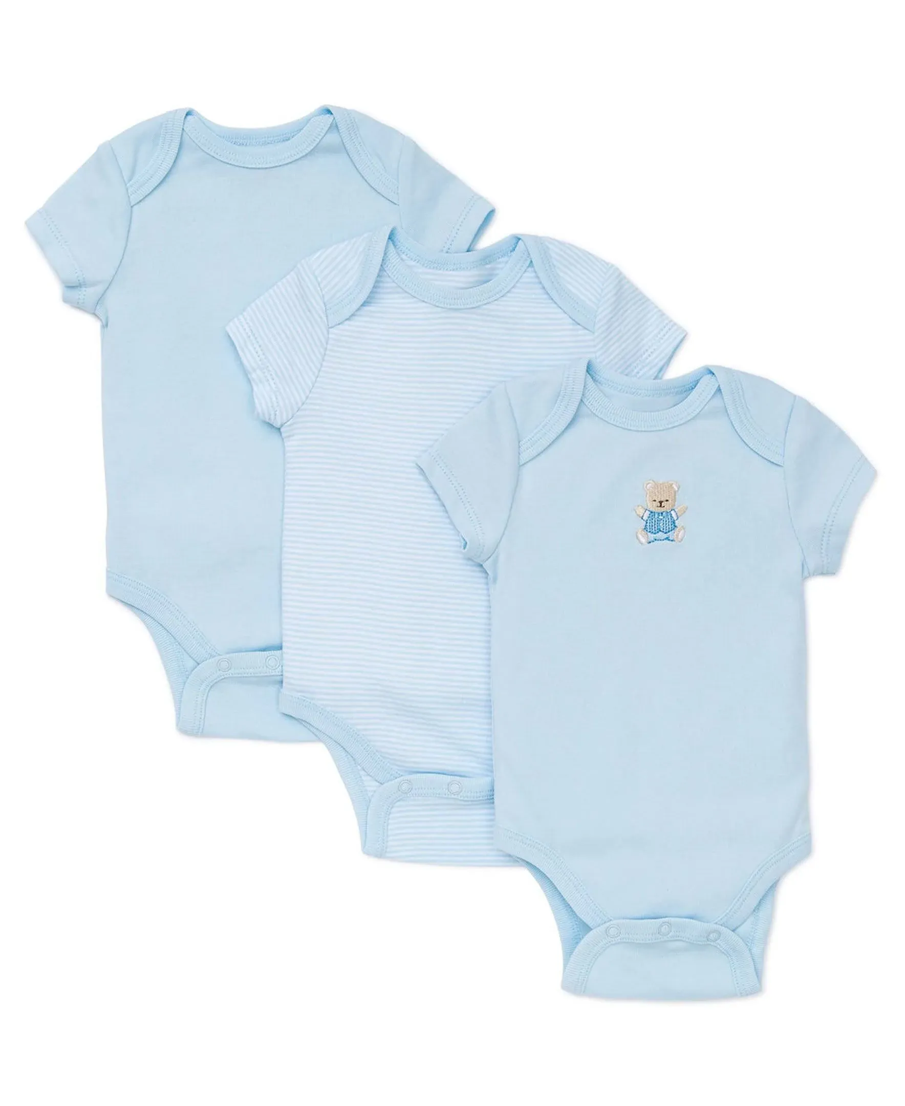 Little Me Cute Bear 3 Pack Bodysuits - Blue