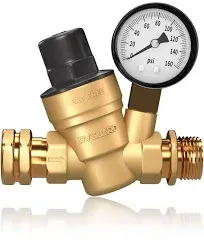 RV Water Pressure Regulator Valve with Gauge and Filter for RV Camper