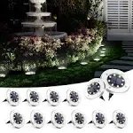 Solpex 12 Pack Solar Ground Lights, 8 LED Solar Powered Disk Lights Outdoor Waterproof Garden Landscape Lighting for Yard Deck Lawn Patio Pathway