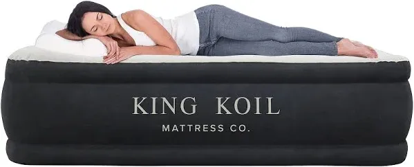 KING KOIL Luxury Queen Air Mattress With Built-In Pump 20” Inflatable Bed for Home