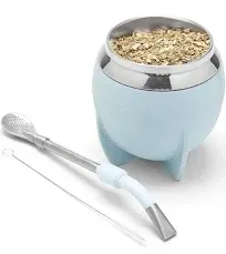 BALIBETOV Yerba Mate Cup and Bombilla Set, Includes Stainless steel Yerba Mate Gourd, Premium Bombilla Mate and Cleaning Brush