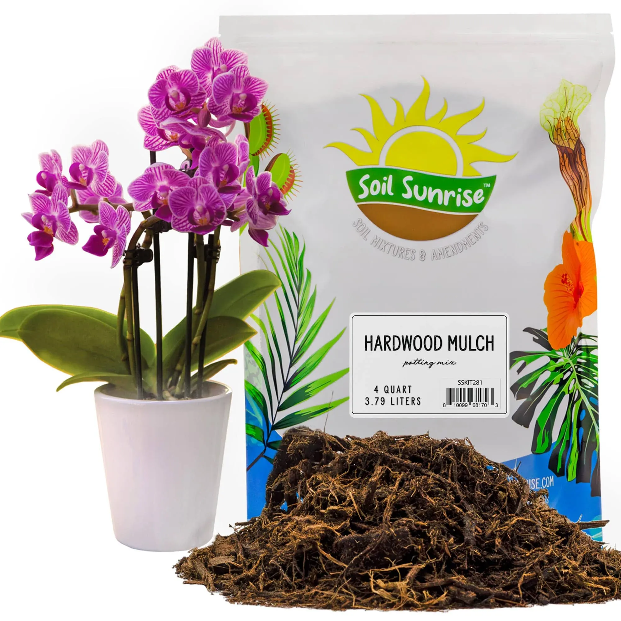 Premium Hardwood Mulch for Houseplants (4 Quarts); Shredded Wood Mulch for Indoor / Outdoor Container Gardening