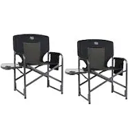 TIMBER RIDGE Lightweight Oversized Camping Chair, Portable Aluminum Directors Chair with Side Table Detachable Side Pocket for Outdoor Camping, Lawn, Picnic, Support 400lbs Red 2 Pack