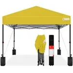 Best Choice Products 10x10ft Easy Setup Pop Up Canopy w/ 1-Button Setup, Wheeled Case, 4 Weight Bags - Yellow