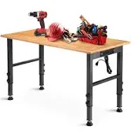 48 "Adjustable Workbench with Power Outlet, Heavy Duty 2000 LBS Load Capacity Hardwood Workbench Suitable for Workshop, Office, Garage, Home with Wheels