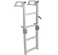 RecPro Marine Pontoon Boat 4 Step Folding Boarding Aluminum Ladder AL-C4