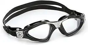 Aqua Sphere Kayenne Swim Goggles with Clear Lens, Black/Silver Frame