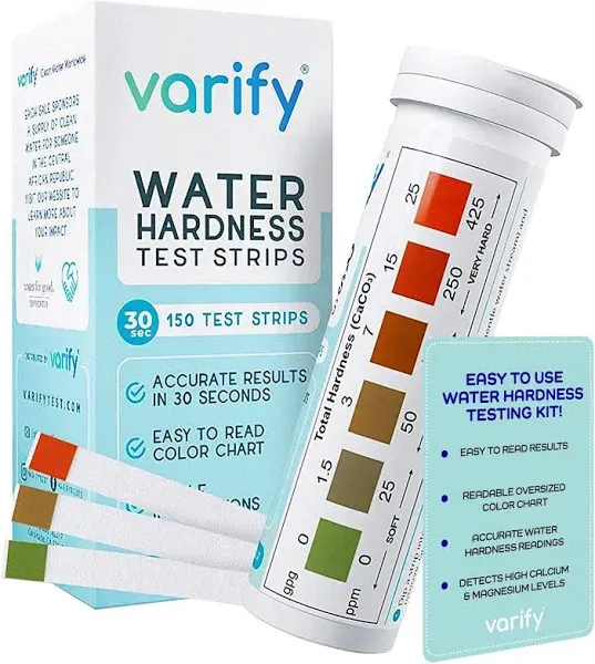 Varify Water Hardness Test Kit - Water Testing Kit for Home, Drinking, 150 Strip