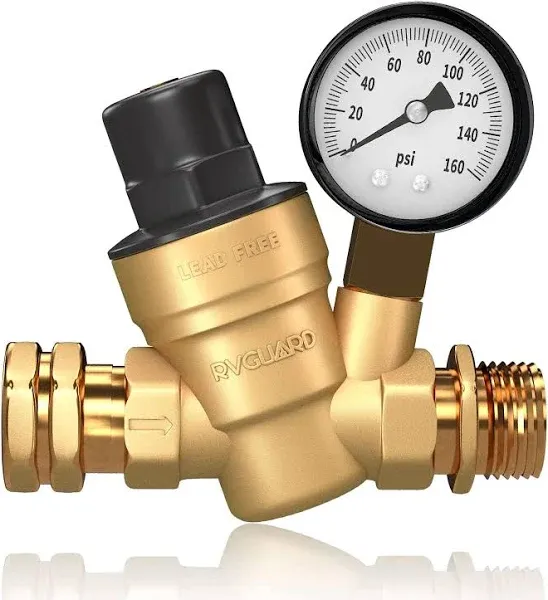 RV Water Pressure Regulator Valve with Gauge and Filter for RV Camper