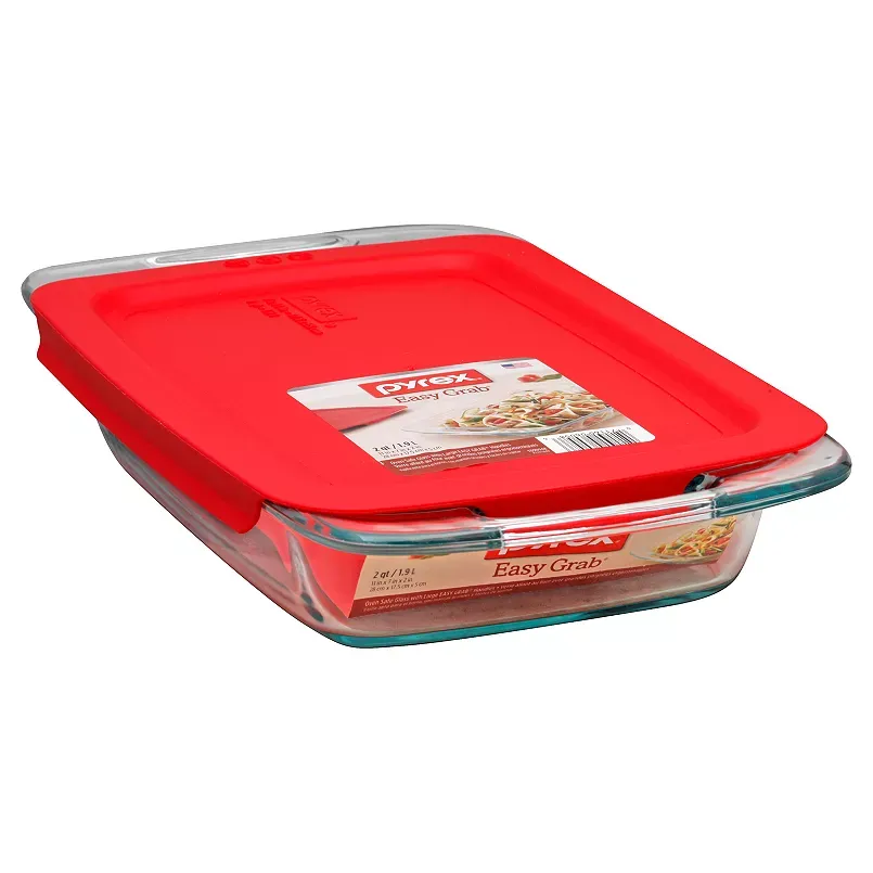 Pyrex Easy Grab 2-qt. Glass Baking Dish, Red, 2 QT