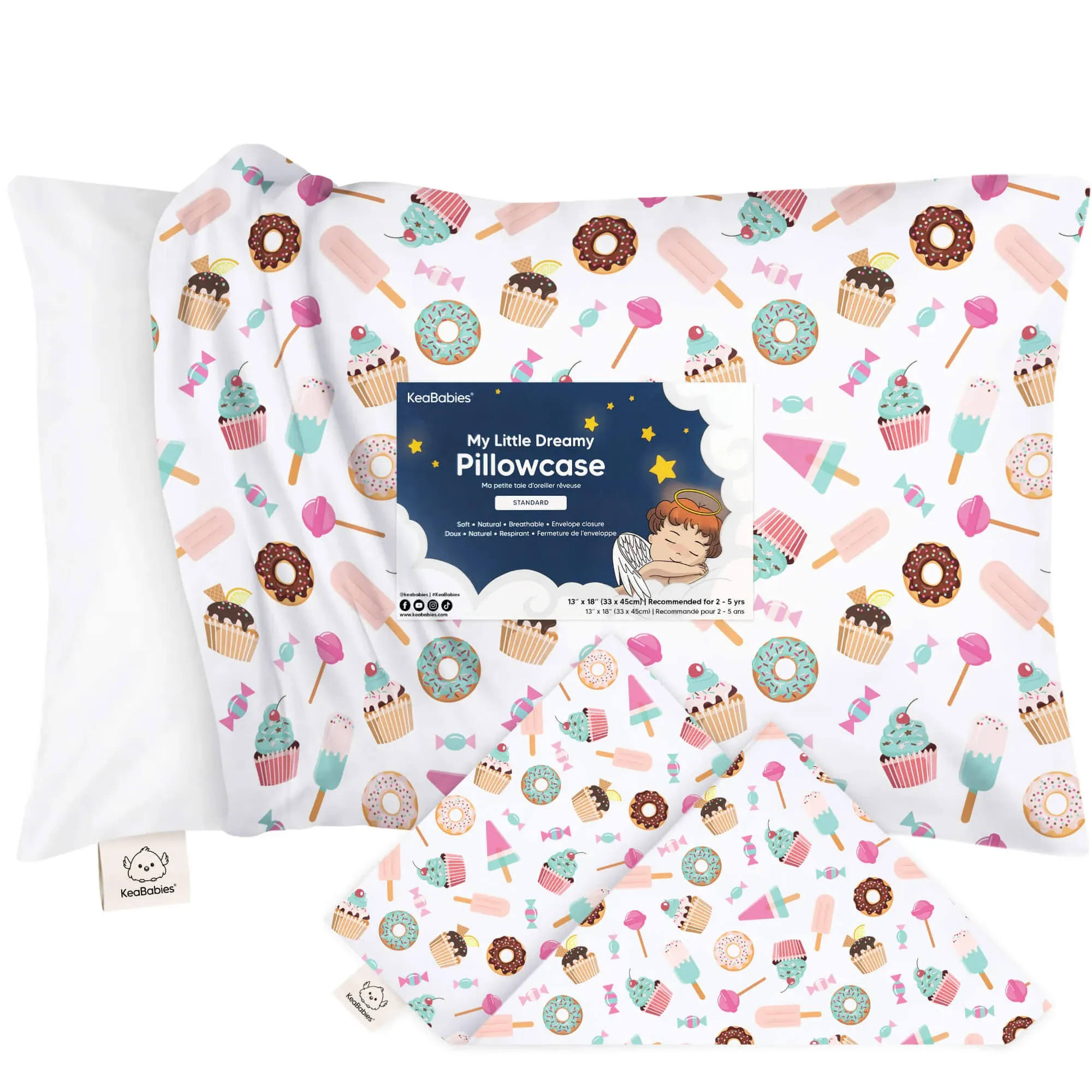 KeaBabies Printed Toddler Pillowcase 13X18" Sweet Tooth