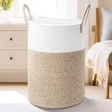 Artfeel Laundry Basket,Woven Cotton Rope Laundry Hamper,100L for Decorative Storage of Dirty Clothes,Toys and Blankets in Bathroom,Baby Room and