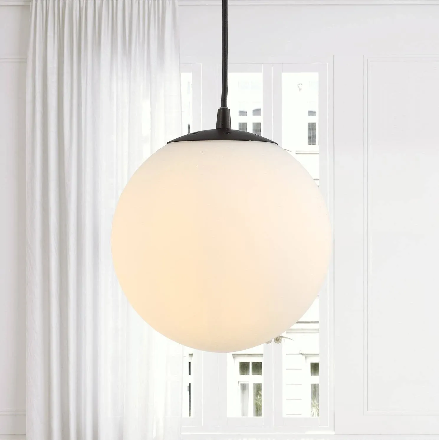 Jonathan Y Bleecker Metal/Glass Globe LED Pendant - White