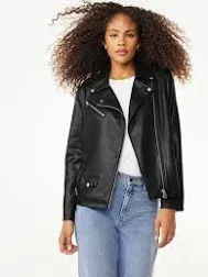 Scoop Women's Faux Leather Moto Jacket