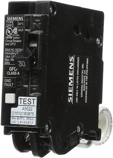 Siemens 30-Amp 1-Pole GFCI Circuit Breaker QF130A