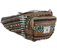 Hemp Fanny Pack,Adjustable Waist and Multiple Pockets,Waist Bag & for all purpose (Multi- Black)