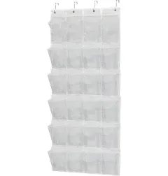 Simple Houseware 24 Pockets Large Clear Pockets Over The Door Hanging Shoe Organizer, Gray (56 inch x 22.5 inch)