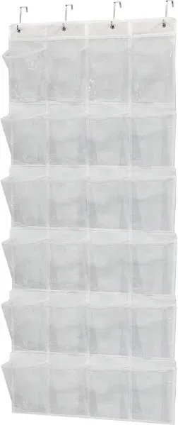 Simple Houseware 24 Pockets Large Clear Pockets Over The Door Hanging Shoe Organizer