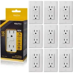 Faith 15A GFCI GFI Duplex Receptacles with LED Indicator GLS-15A-WH-10