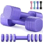 Zempox Adjustable Dumbbell Set of 2, 4 in 1 Free Weights Dumbbells Set for Women, Hand Weights for Women at Home, Each 2lb 3lb 4lb 5lb with TPU Soft