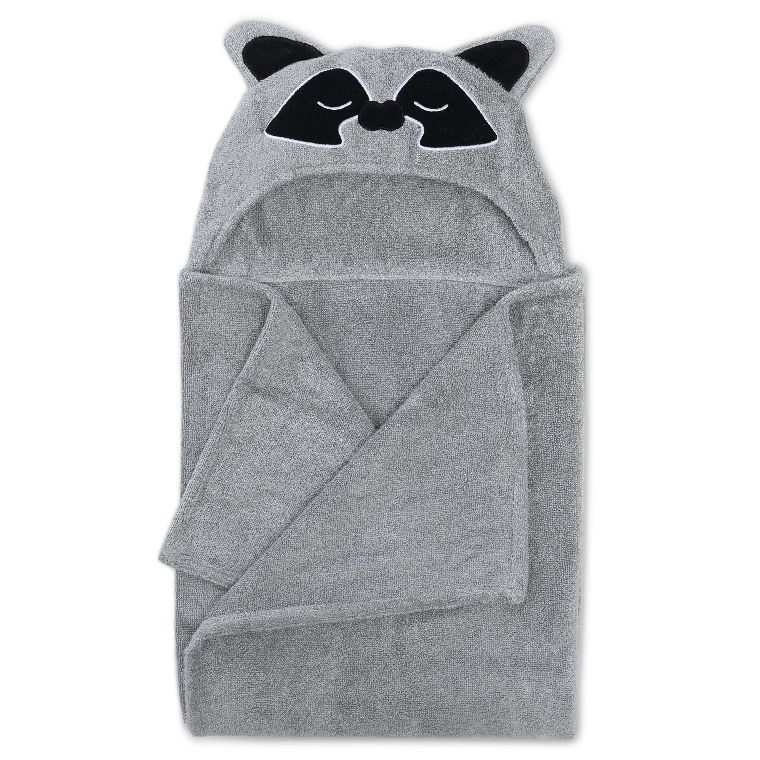 Natemia Animal Bamboo Hooded Towel Grey Raccoon