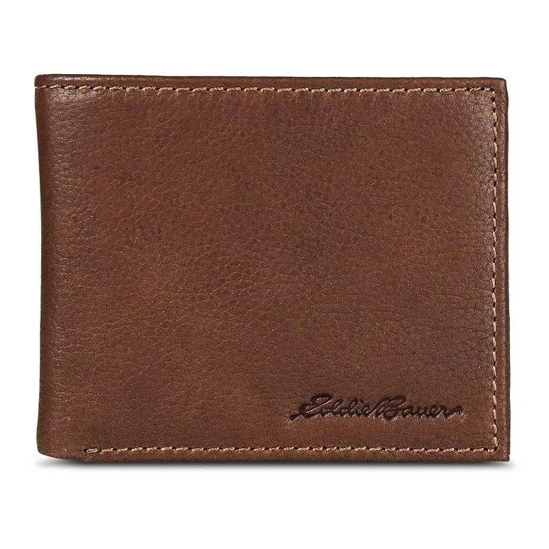 Eddie Bauer Men's Signature Leather Bifold Wallet