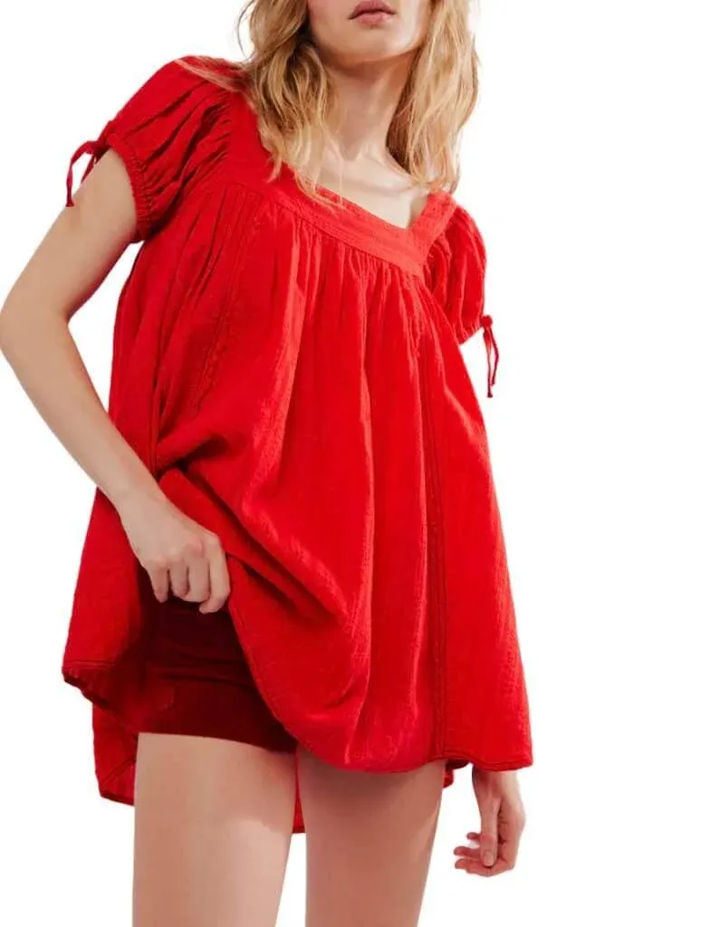 Free People Summer Camp Tunic in Fiery Red L