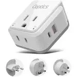 Ceptics Power Travel Plug Adapter Set 20W PD & QC Safe Dual USB & USB-C 3.1A 2 USA