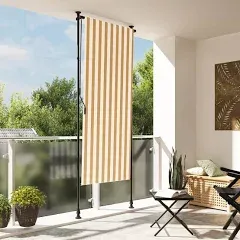 Outdoor Roller Blind Yellow and White 59.1"x106.3" Fabric&Steel