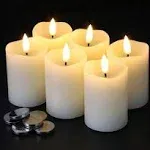 Ivory Real Wax Flameless Votive Candles with Timer, 2x3 inch Flickering LED Pillar Candles Battery Operated Set of 6