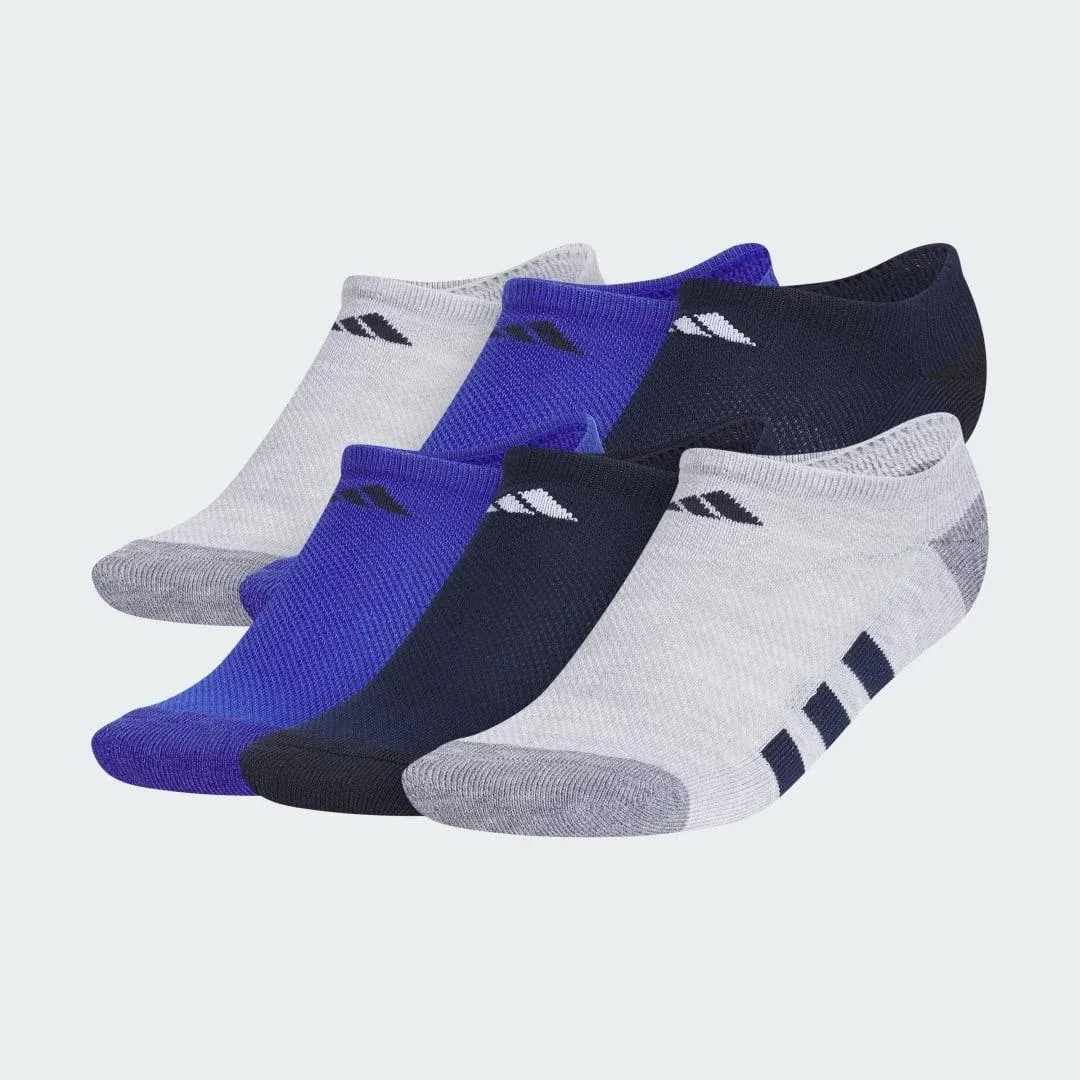 Boys Adidas 6-Pk. No-Show Socks, Boy's, Size: 8-9.5, Heather Blue