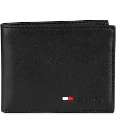 Tommy Hilfiger Men's Black Passcase Leather Wallet