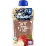 Happy Baby Stage 2 Clearly Crafted Organic Baby Food, Apples Blueberries and Oats - 4 oz pouch