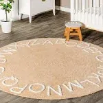 Nuloom Kids Washable Round Alphabet Rug, 6', Beige