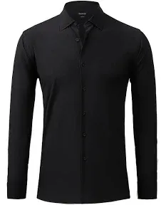 Suxikrejci Dress Shirts for Men Long Sleeve Slim Fit Stretch Moisture Wicking Co