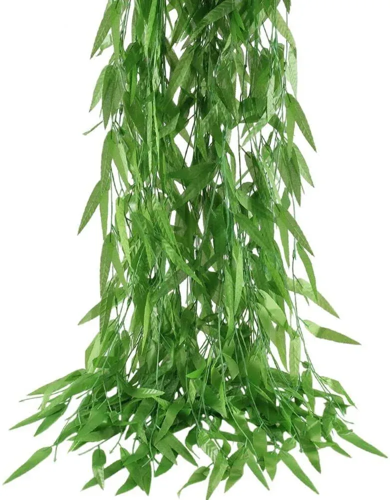 Hogado 50pcs 375 Feet Artificial Vine Greenery Garland Faux Silk Willow Rattan ...