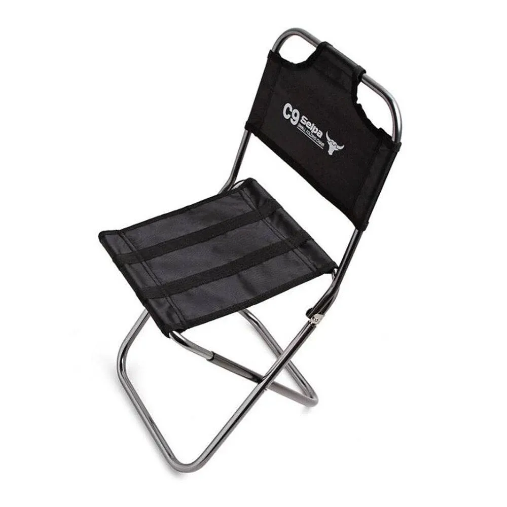 Nadalan Small Outdoor Portable Mini Oxford Folding Chair Aluminum Mini, Black 