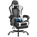 Furmax Gaming Chair, Video Game Chair with Footrest and Massage Lumbar Support, Swivel Seat Height Adjustable Computer Chair with Headrest, Racing